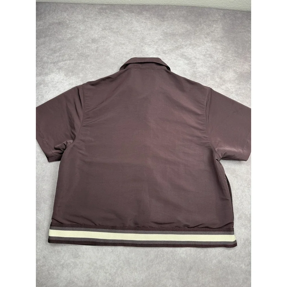 Jordan x A Ma Maniére Shirt Mens Large Maroon Snap Front Short Sleeve DV7460-263